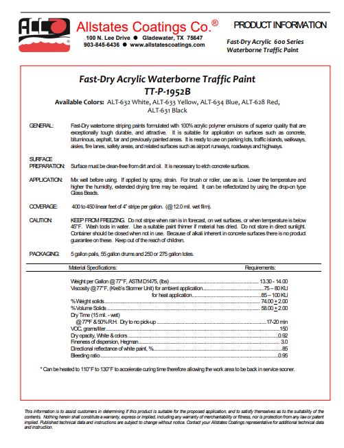 Fast-Dry Acrylic Waterborne Traffic Paint