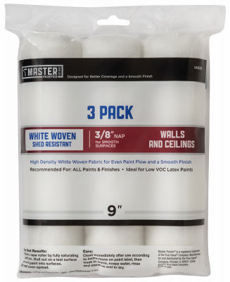 Woven Paint Roller Covers, 5 Ply, 9 x 3/8 In. Nap, 3-Pk.