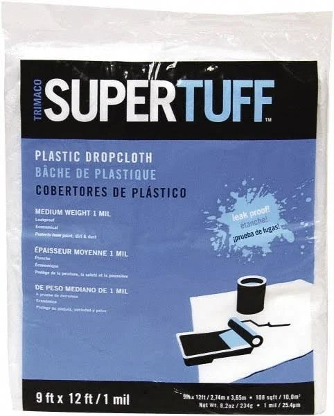 Plastic Dropcloth 9' x 12' - 1 Mil, 108 sq.ft.