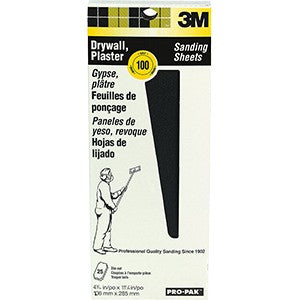 Drywall Sanding Sheets 4-3/16" x 11-1/4" - 25 packs, Available in 80, 100, 120, 150, and 180 grit