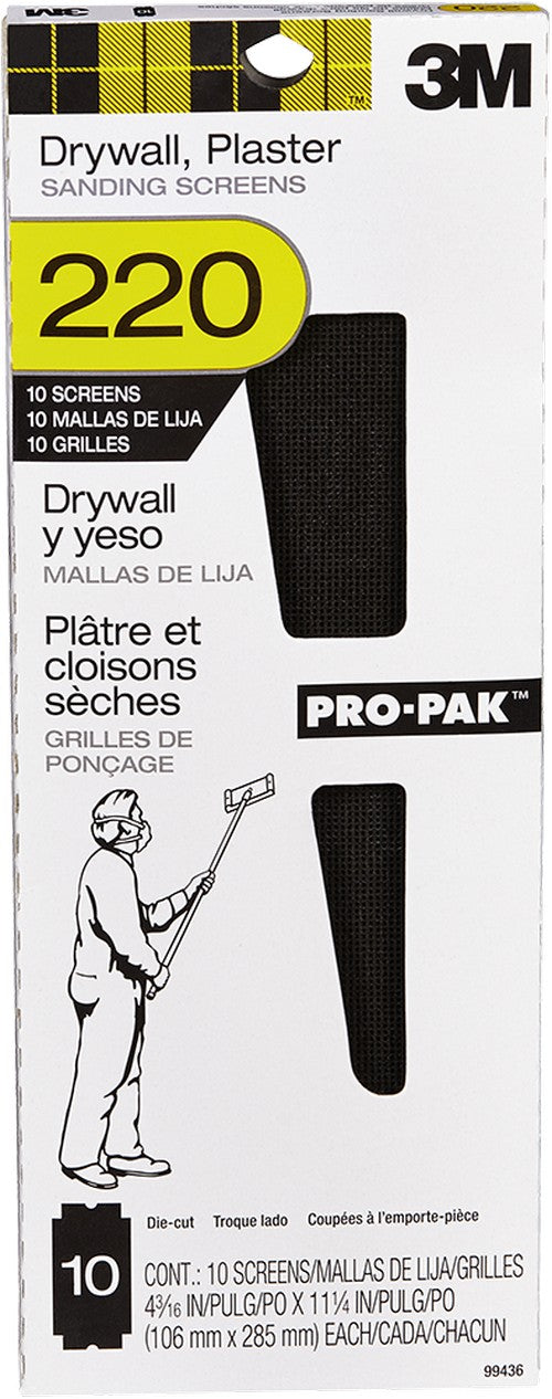 Drywall Sanding Screens 220 Grit 10 pack, 4-3/16" x 11-1/4"