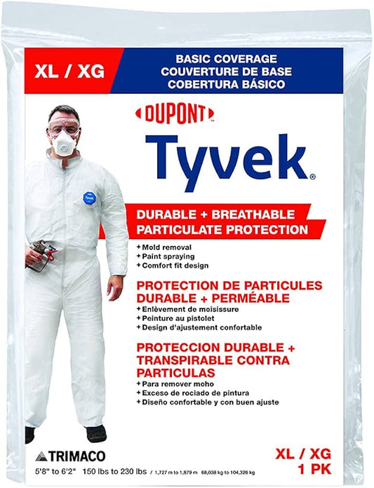 Tyvek Coverall, Disposable No Elastic