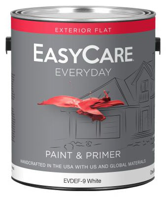 EasyCare Everyday Exterior Latex Paint, Flat, Satin, White, Gallon