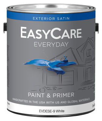 EasyCare Everyday Exterior Latex Paint, Flat, Satin, White, Gallon