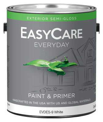 EasyCare Everyday Exterior Latex Paint, Flat, Satin, White, Gallon