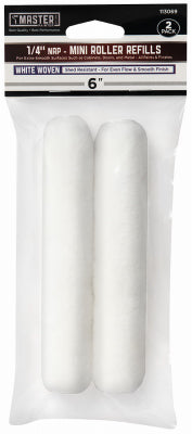 White Woven Paint Roller Covers, 6" x 1/4", 6" x 3/8" Nap, 2-Pk.