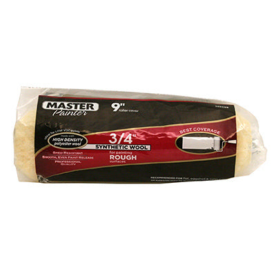 Paint Roller Cover, Polyester/Wool, 9" x 3/4" Nap, Brick, Concrete and Masonry Block