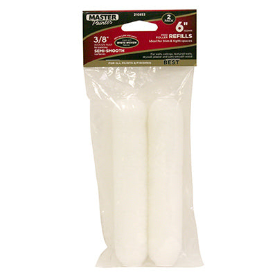 White Woven Paint Roller Covers, 6" x 1/4", 6" x 3/8" Nap, 2-Pk.