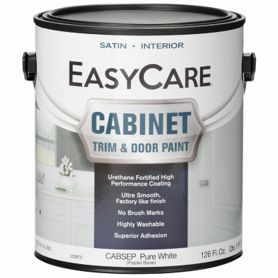 Cabinet Door & Trim Urethane Fortified Paint, Satin White/Pastel Base, Acrylic Polyurethane, 1 Gallon